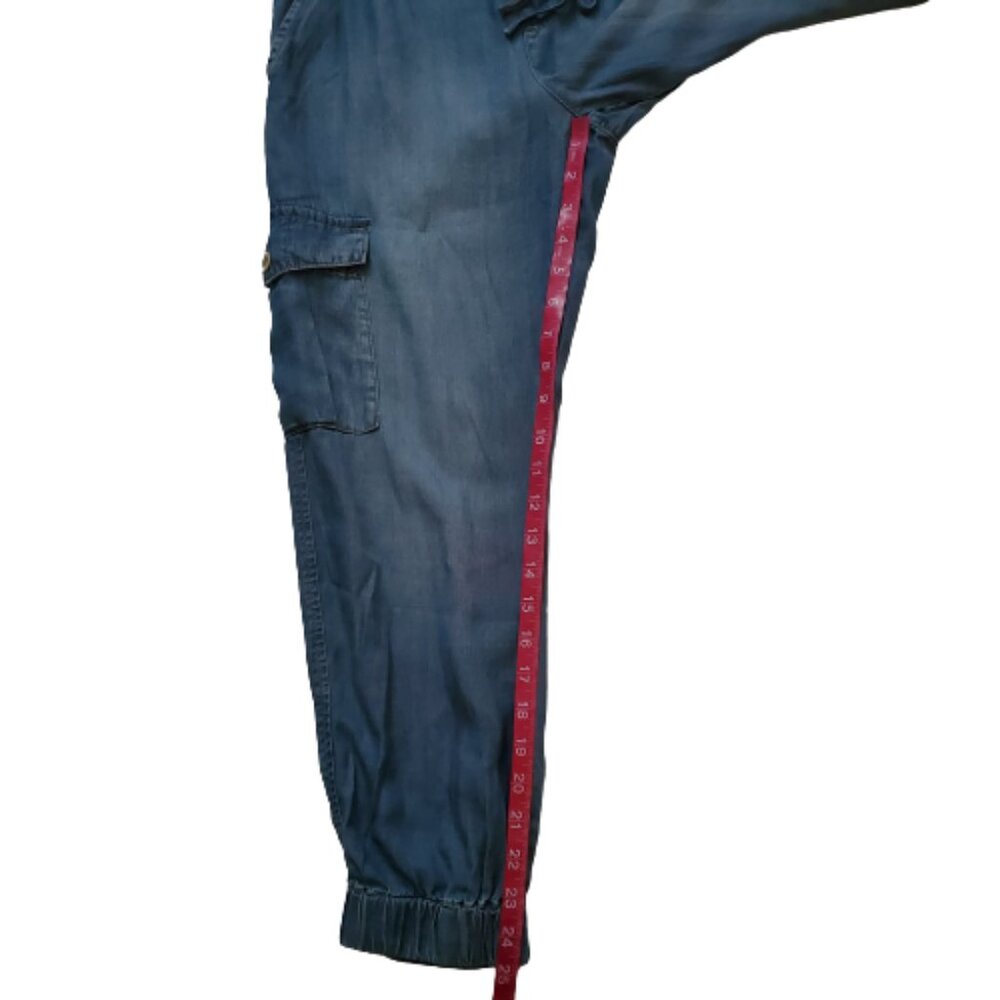 For The Republic Denim Tencel Lyocell Blue Denim Cargo Jogger Pants Sz Small NWT - Picture 10 of 11